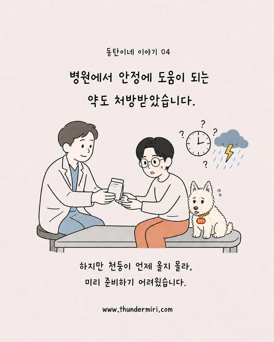 동탄이의 천둥 공포를 상담하고 약을 처방받는 모습
