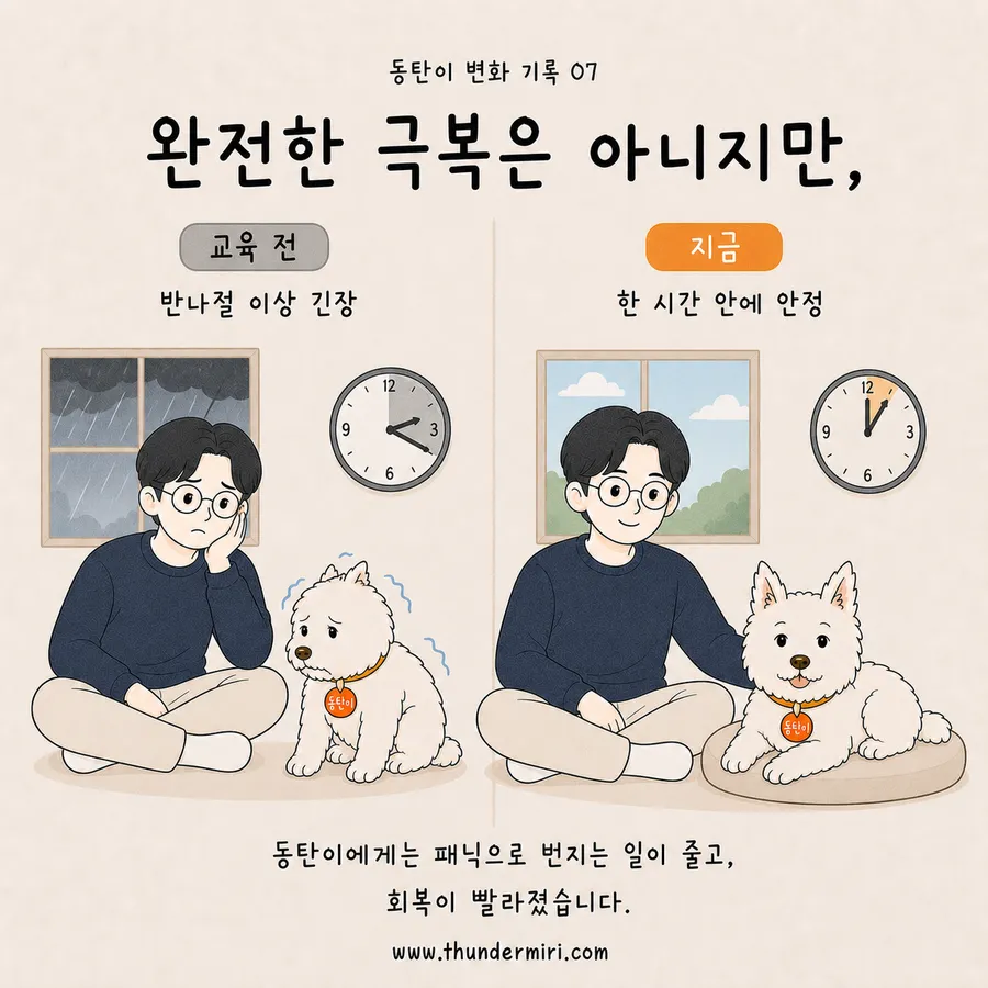교육 전에는 반나절 이상 긴장했지만 지금은 한 시간 안에 안정을 찾는 비교